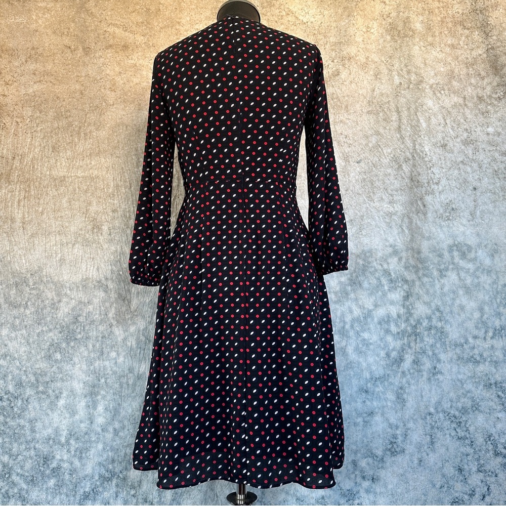 Ann Taylor Black and Red Polka Dot Long Sleeve Dress - Picture 3 of 11